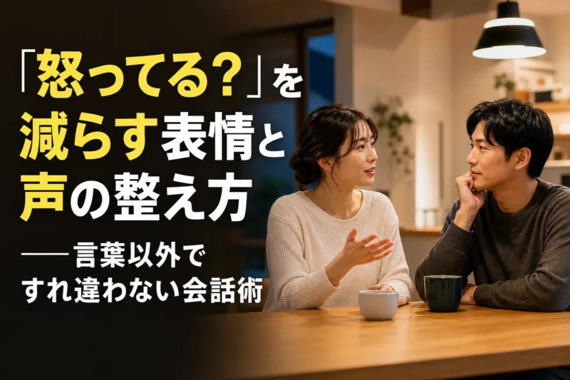 穏やかな表情で向き合い、落ち着いて会話するパートナー。