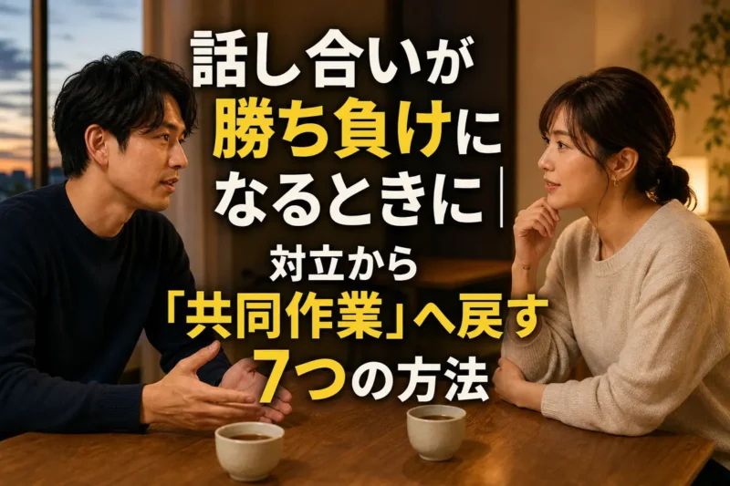 落ち着いた様子で向き合い、話し合うパートナー。