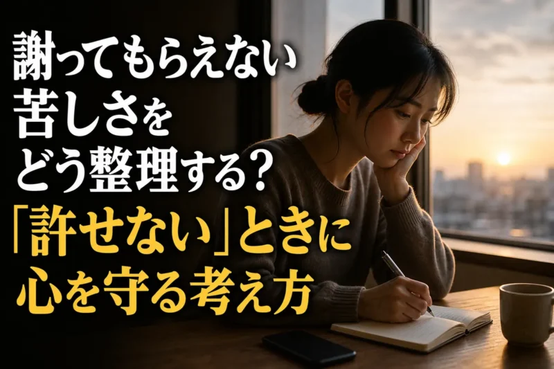 窓辺でノートに気持ちを書き出しながら静かに考える人。