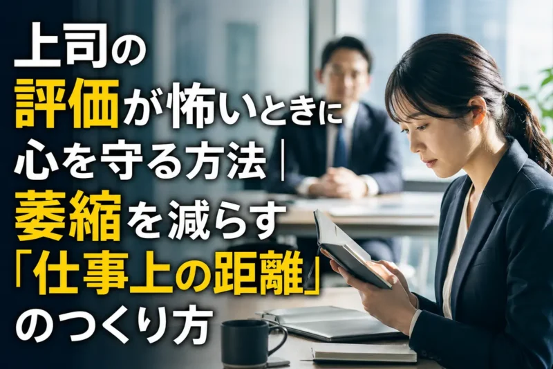 上司との面談前にメモを確認して気持ちを整える会社員。