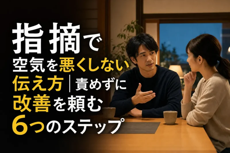 食卓で落ち着いて話し合うパートナーの様子。