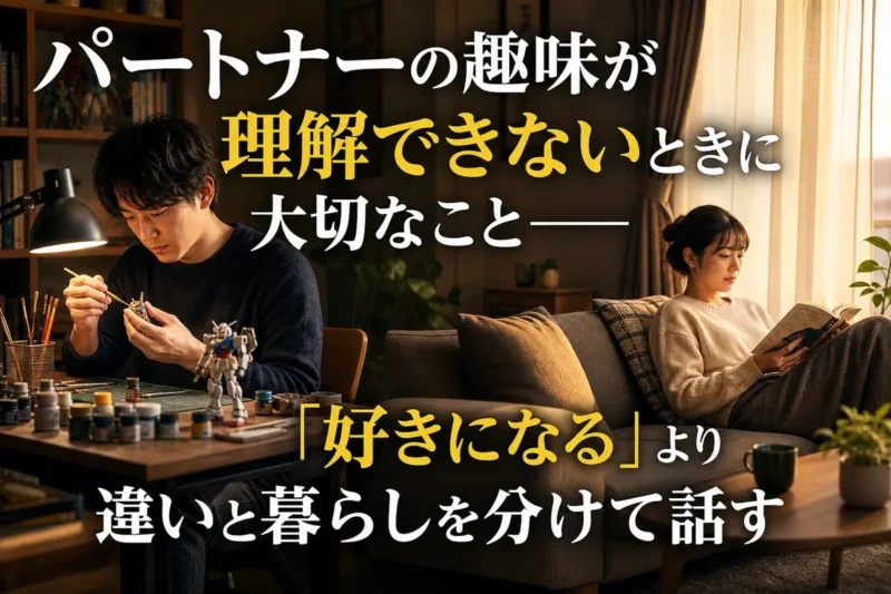 同じ部屋で互いの趣味の時間を穏やかに過ごすパートナー。