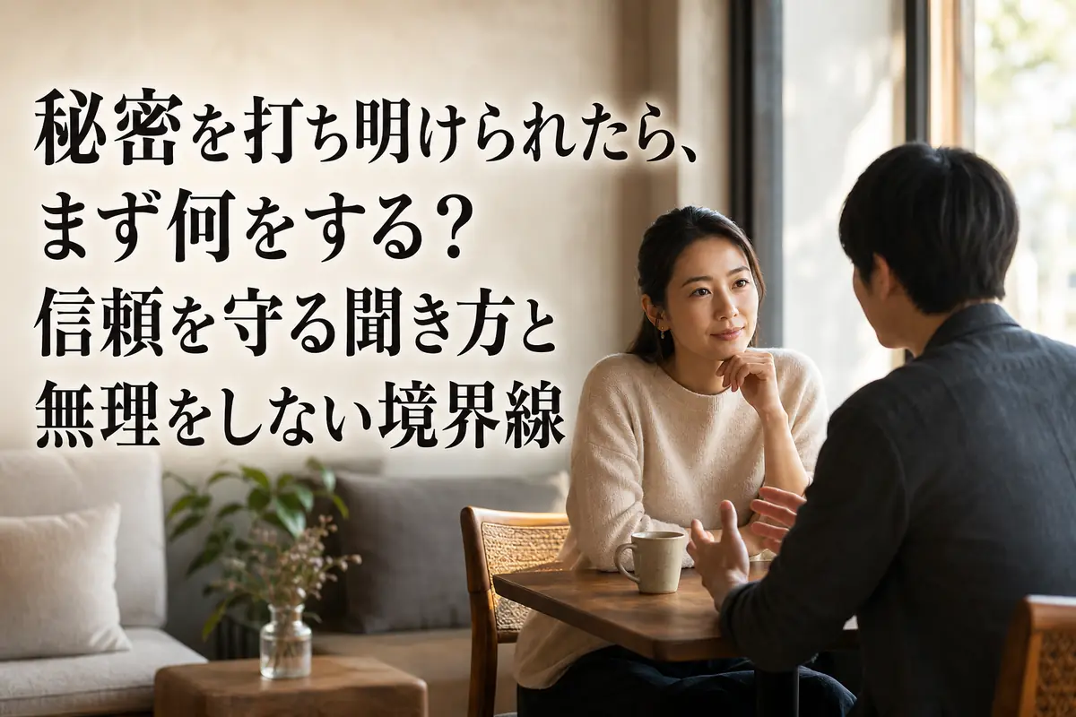 静かな場所で相手の話に丁寧に耳を傾ける二人。