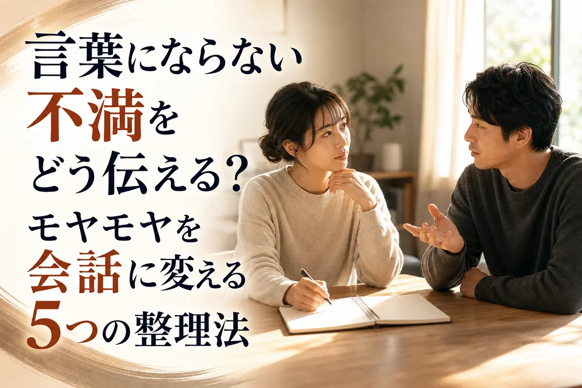 身近な相手への不満をノートで整理しながら穏やかに話し合う二人。