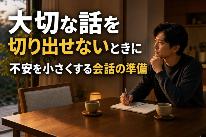 大切な会話を前にノートで気持ちを整理する人。