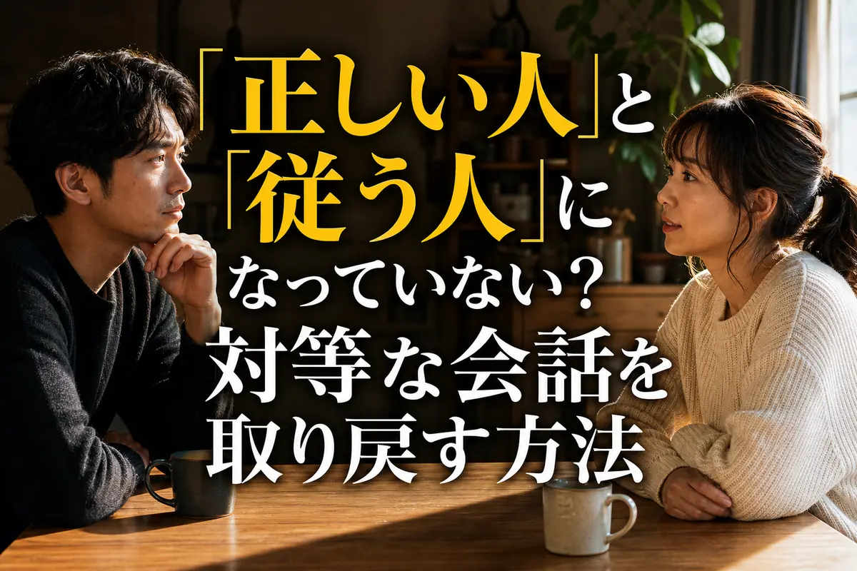 同じ目線の高さで落ち着いて話し合う二人。