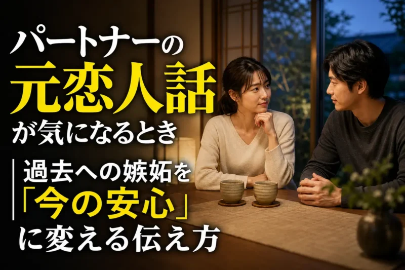 落ち着いた部屋で向き合って話すパートナー同士。