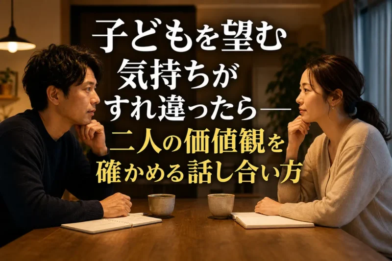 静かな部屋で将来について落ち着いて話し合うパートナー。