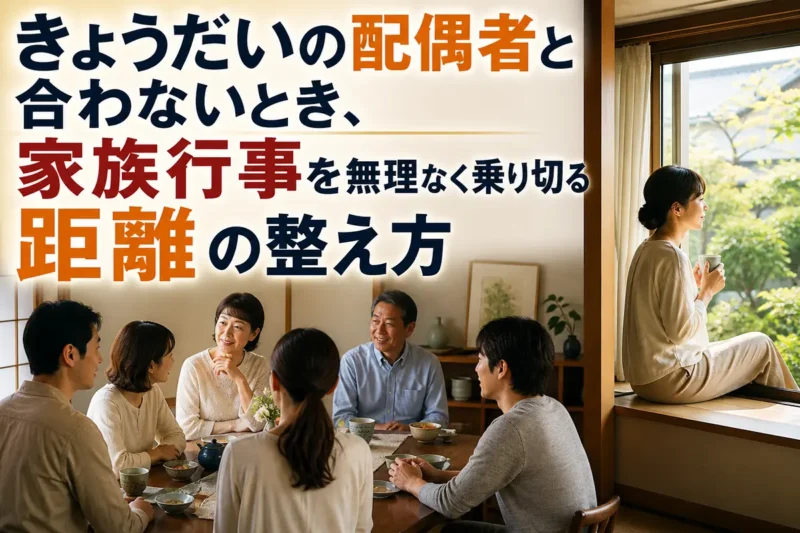 家族行事の途中で穏やかに距離を取り、ひと休みする人。