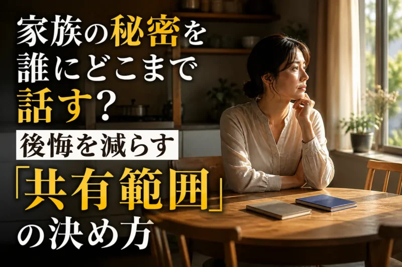 静かな部屋で家族への打ち明け方を考える人。