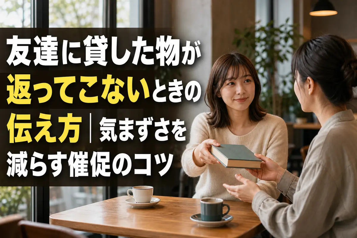 カフェで友達から借りた本を穏やかに返してもらう場面。
