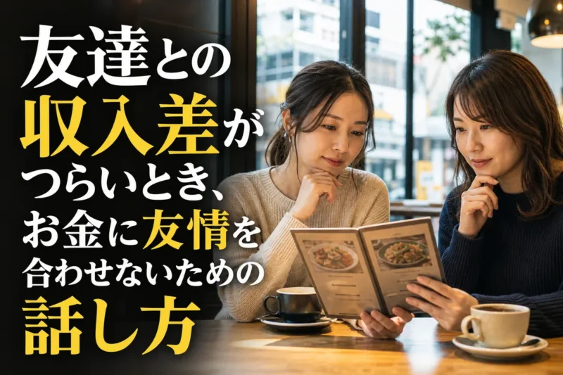 カフェで予算について穏やかに話し合う二人の友人。