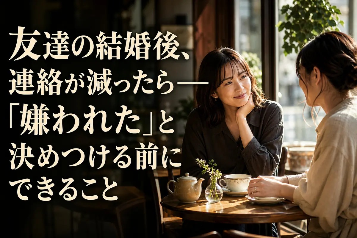 結婚後に疎遠になった友達同士が穏やかに話す様子。