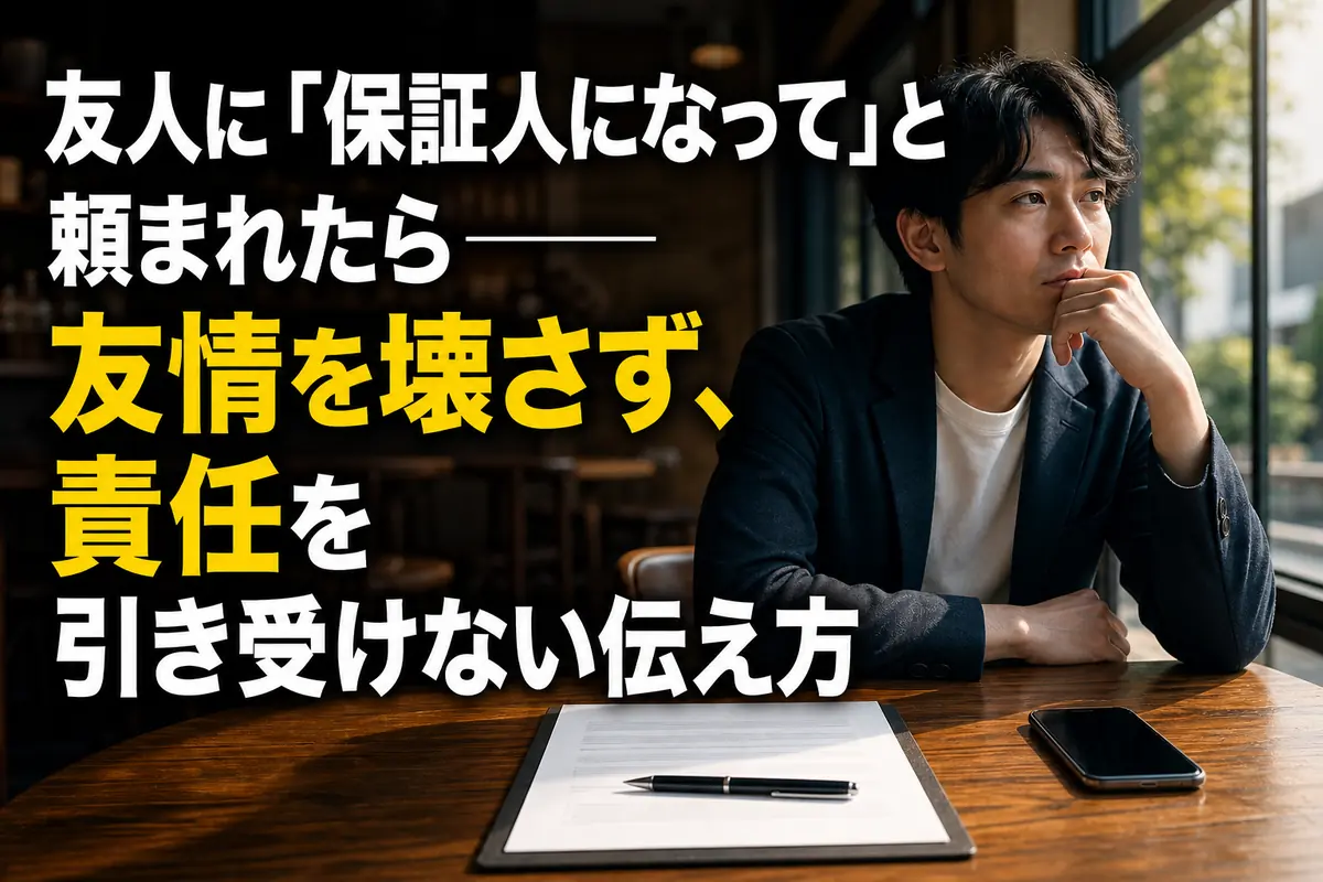 署名していない契約書を前に、友人からの依頼を冷静に考える人。