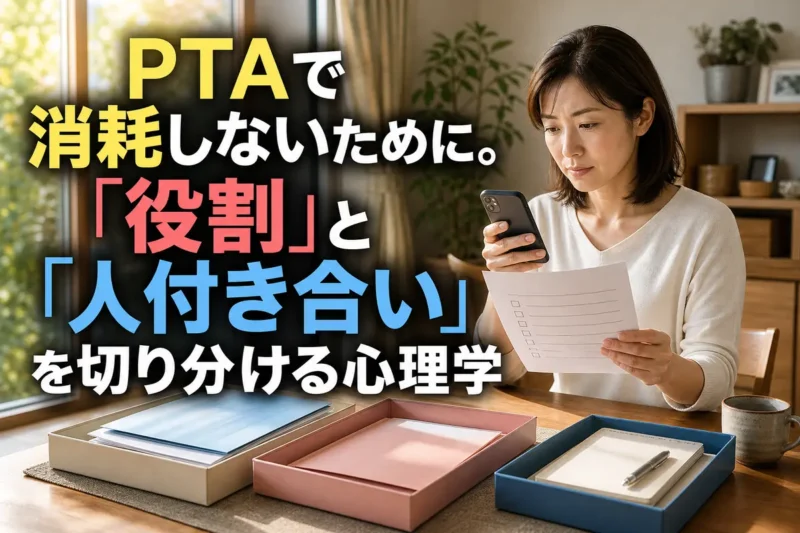 PTAの役割と付き合い方を落ち着いて整理する保護者。