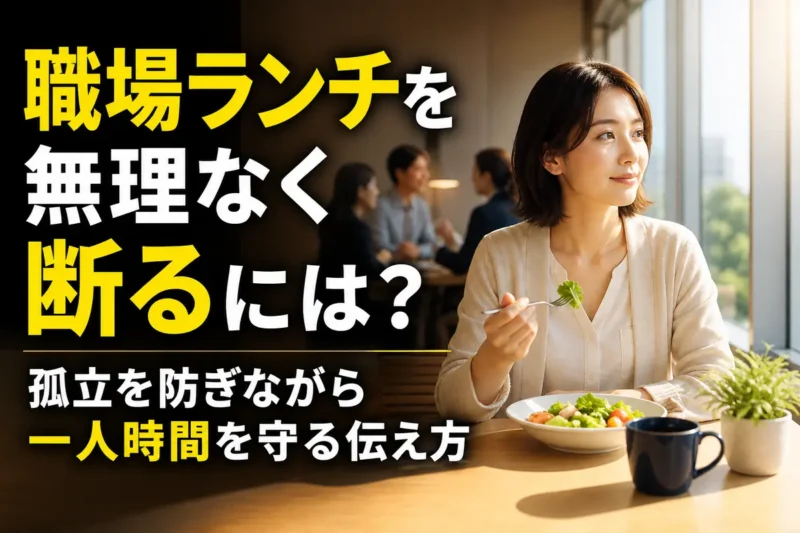 職場の窓辺で穏やかに一人ランチを過ごす会社員。
