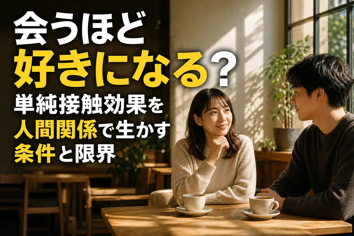 穏やかなカフェで無理のない距離を保ちながら会話する二人。
