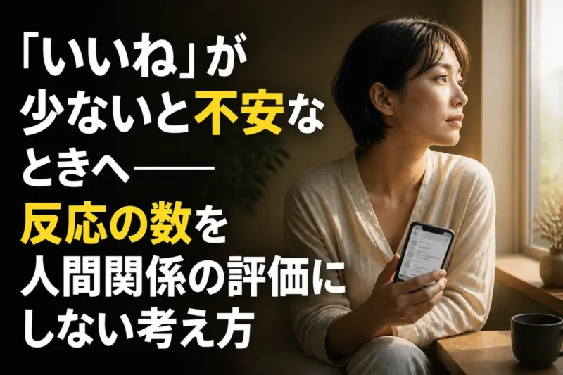 スマートフォンを手に、SNSの反応から少し離れて気持ちを整理する人。